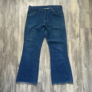 Vintage 70s Flared Denim Jeans Size 34X30 Scovill Zipper